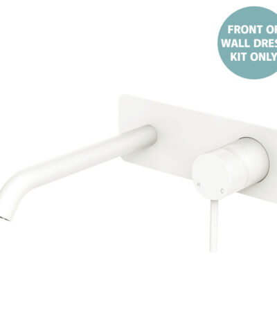 Kaya Basin/Bath Wall Mixer Dress Kit, Rectangular Plate, 200mm Outlet, Matte White