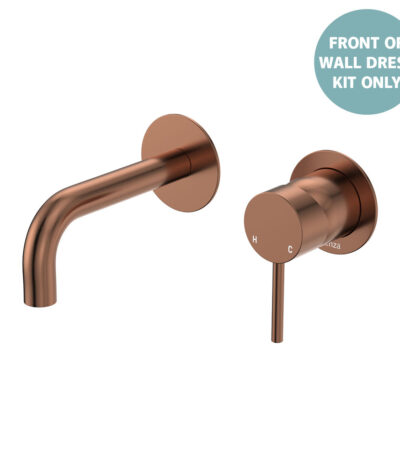 Kaya Basin/Bath Wall Mixer Dress Kit, Round Plates, 130mm Outlet, Brushed Copper