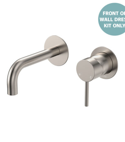 Kaya Basin/Bath Wall Mixer Dress Kit, Round Plates, 130mm Outlet, Brushed Nickel
