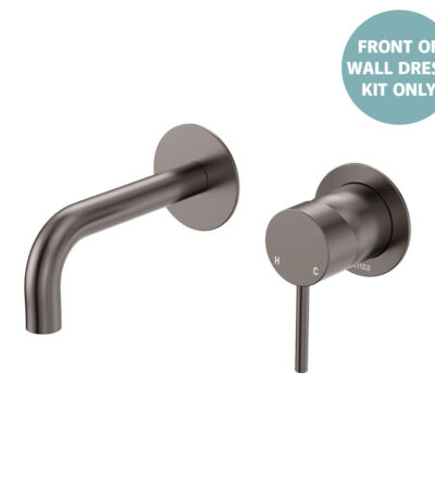 Kaya Basin/Bath Wall Mixer Dress Kit, Round Plates, 130mm Outlet, Gun Metal