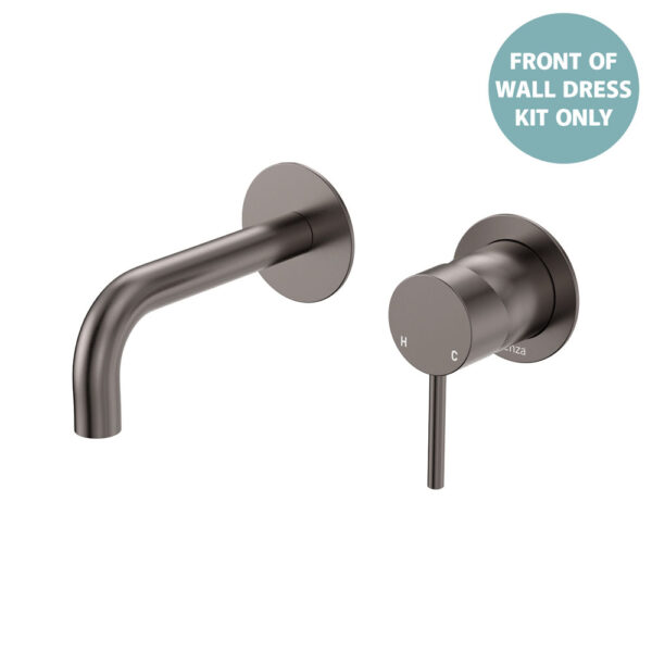 Kaya Basin/Bath Wall Mixer Dress Kit, Round Plates, 130mm Outlet, Gun Metal