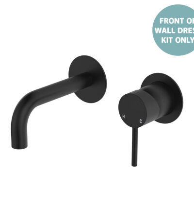 Kaya Basin/Bath Wall Mixer Dress Kit, Round Plates, 130mm Outlet, Matte Black