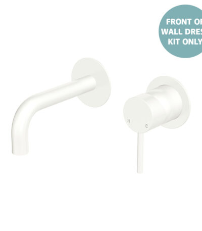 Kaya Basin/Bath Wall Mixer Dress Kit, Round Plates, 130mm Outlet, Matte White