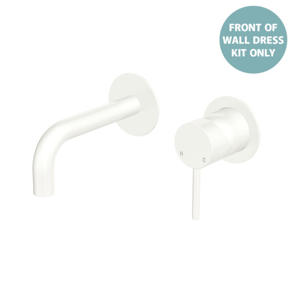 Kaya Basin/Bath Wall Mixer Dress Kit, Round Plates, 130mm Outlet, Matte White