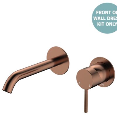 Kaya Basin/Bath Wall Mixer Dress Kit, Round Plates, 160mm Outlet, Brushed Copper