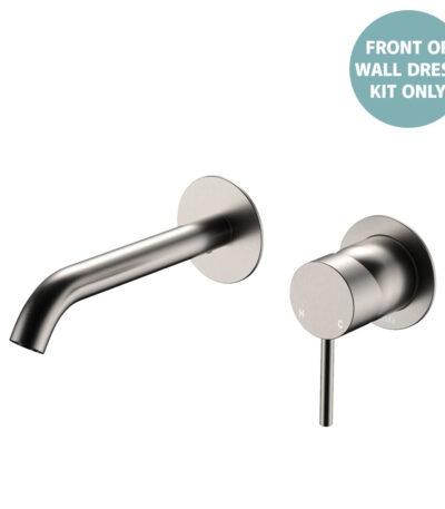 Kaya Basin/Bath Wall Mixer Dress Kit, Round Plates, 160mm Outlet, Brushed Nickel