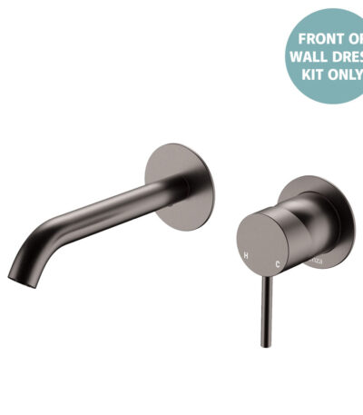 Kaya Basin/Bath Wall Mixer Dress Kit, Round Plates, 160mm Outlet, Gun Metal