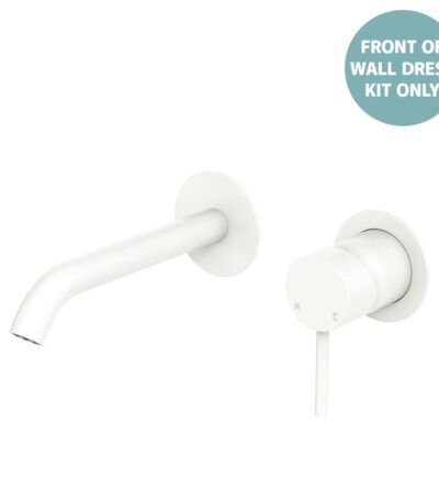 Kaya Basin/Bath Wall Mixer Dress Kit, Round Plates, 160mm Outlet, Matte White