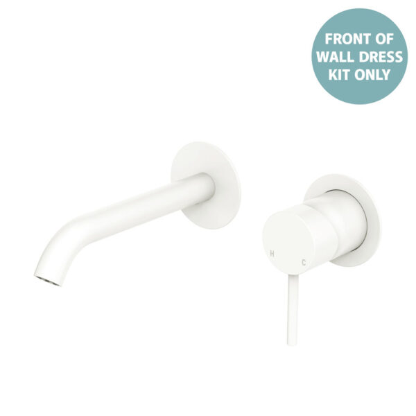 Kaya Basin/Bath Wall Mixer Dress Kit, Round Plates, 160mm Outlet, Matte White