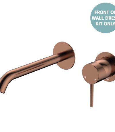 Kaya Basin/Bath Wall Mixer Dress Kit, Round Plates, 200mm Outlet, Brushed Copper
