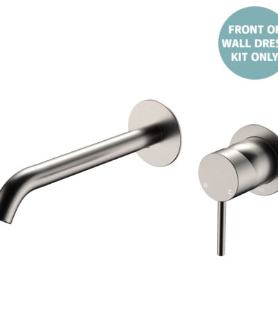 Kaya Basin/Bath Wall Mixer Dress Kit, Round Plates, 200mm Outlet, Brushed Nickel