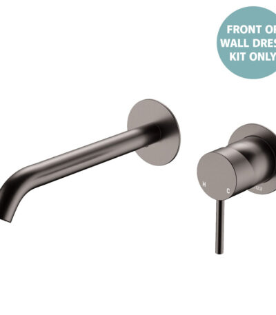 Kaya Basin/Bath Wall Mixer Dress Kit, Round Plates, 200mm Outlet, Gun Metal