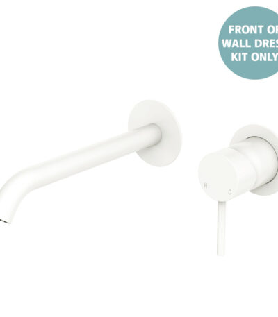 Kaya Basin/Bath Wall Mixer Dress Kit, Round Plates, 200mm Outlet, Matte White