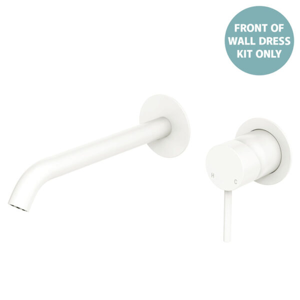 Kaya Basin/Bath Wall Mixer Dress Kit, Round Plates, 200mm Outlet, Matte White