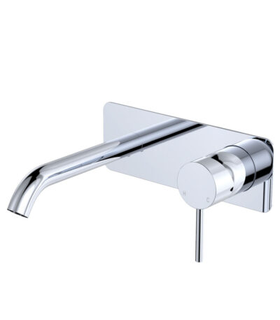 Kaya Basin/Bath Wall Mixer Set, Rectangular Plate, 160mm Outlet, Chrome