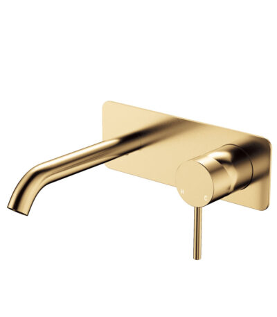 Kaya Basin/Bath Wall Mixer Set, Rectangular Plate, 160mm Outlet, Urban Brass