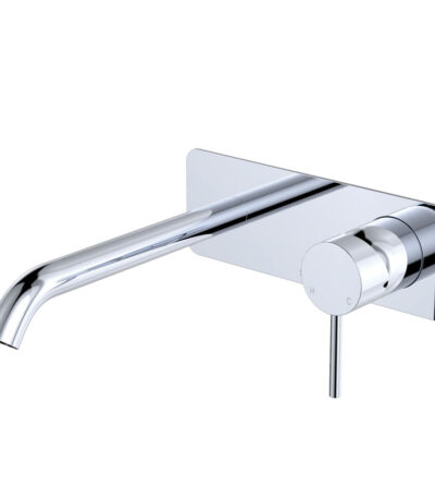Kaya Basin/Bath Wall Mixer Set, Rectangular Plate, 200mm Outlet, Chrome