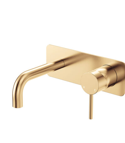 Kaya Basin/Bath Wall Mixer Set, Rectangular Plates, 130mm Outlet, Urban Brass