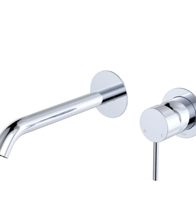Kaya Basin/Bath Wall Mixer Set, Round Plates, 200mm Outlet, Chrome