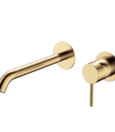 Kaya Basin/Bath Wall Mixer Set, Round Plates, 200mm Outlet, Urban Brass