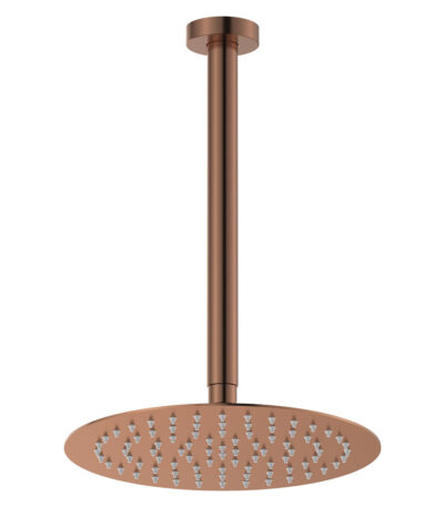 Kaya Ceiling Shower 250mm Head, 350mm Drop, Brushed Copper