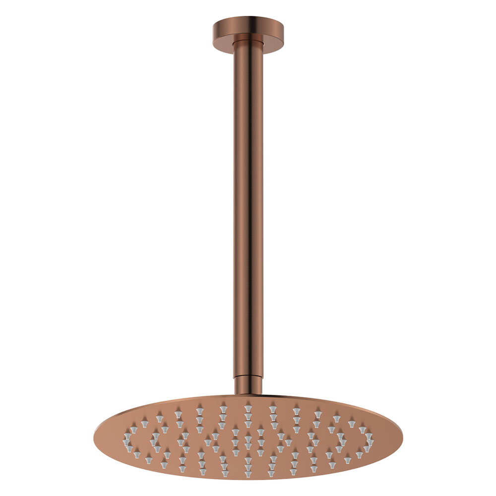 Kaya Ceiling Shower 250mm Head, 350mm Drop, Brushed Copper