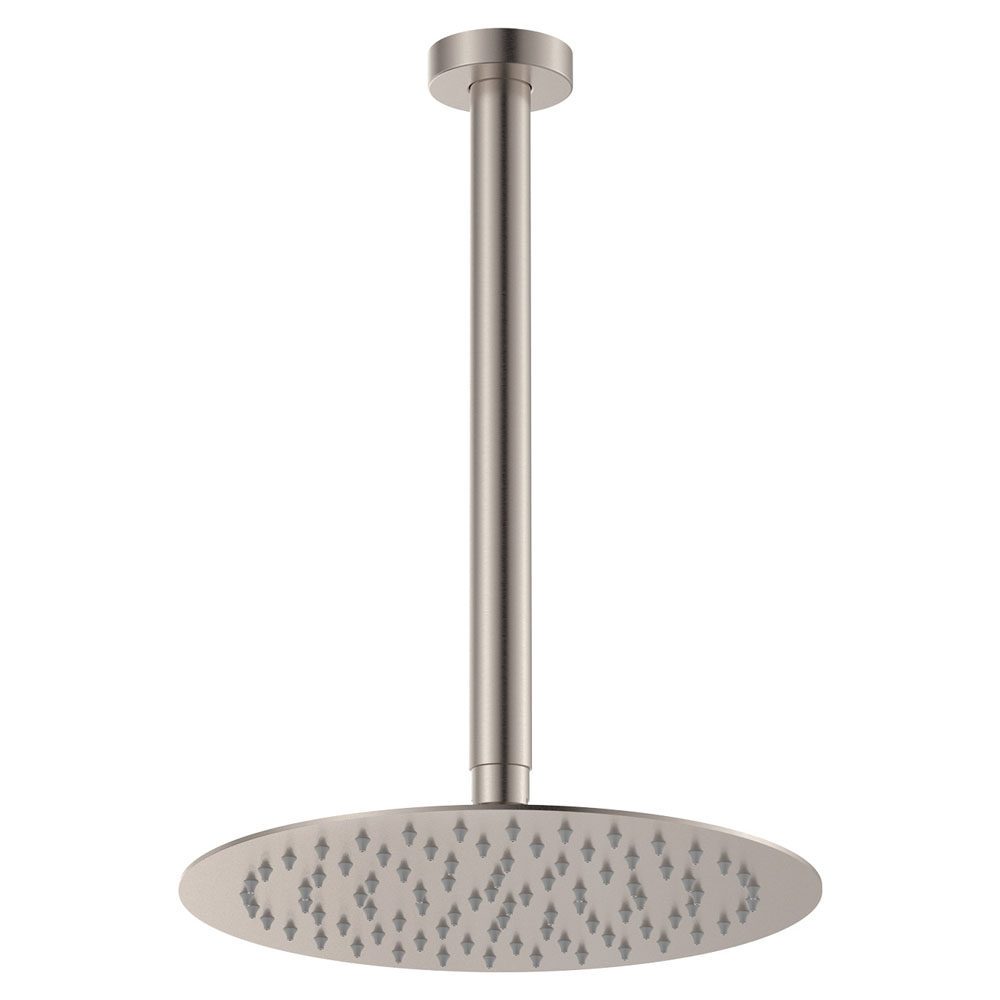Kaya Ceiling Shower 250mm Head, 350mm Drop, Brushed Nickel