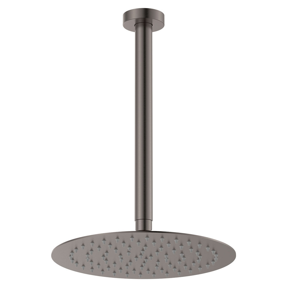 Kaya Ceiling Shower 250mm Head, 350mm Drop, Gun Metal