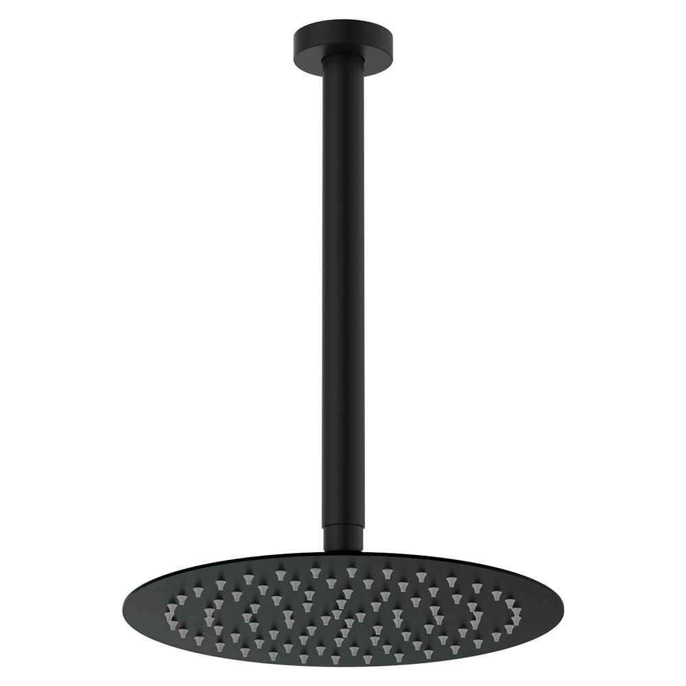 Kaya Ceiling Shower 250mm Head, 350mm Drop, Matte Black