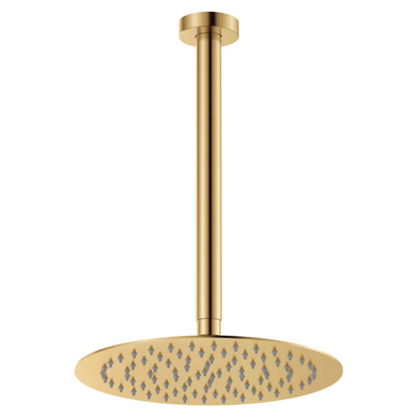 Kaya Ceiling Shower 250mm Head, 350mm Drop, Urban Brass