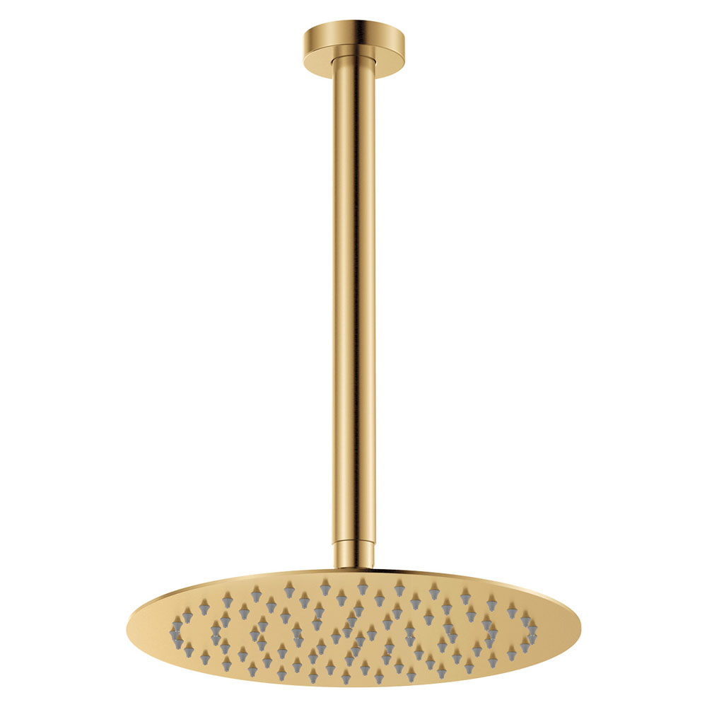Kaya Ceiling Shower 250mm Head, 350mm Drop, Urban Brass