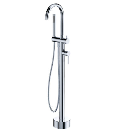 Kaya Floor Mounted Bath Mixer With Hand Shower, Chrome