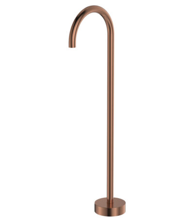 Kaya Gooseneck Floor Mounted Bath Outlet, Brushed Copper