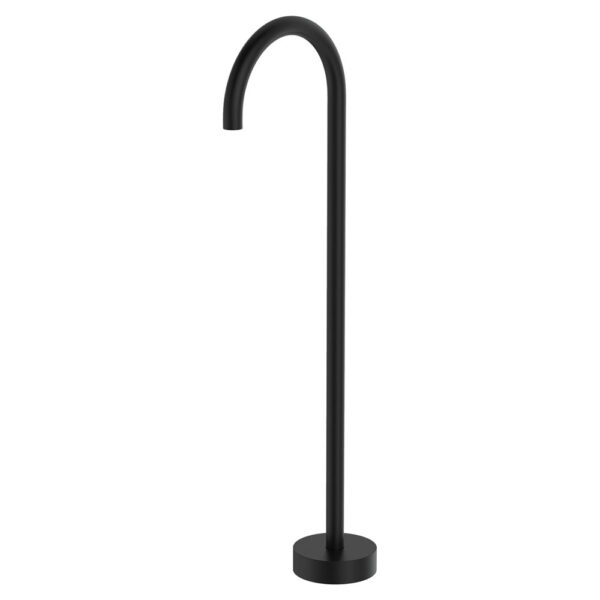 Kaya Gooseneck Floor Mounted Bath Outlet, Matte Black