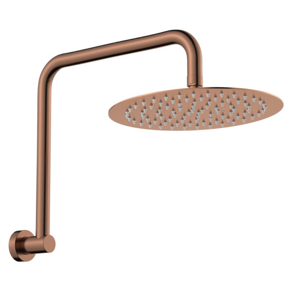 Kaya Gooseneck Shower Arm Set, Brushed Copper