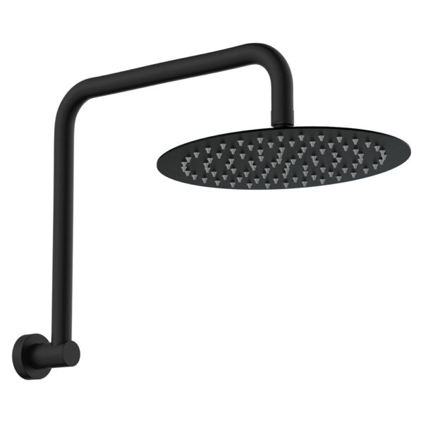 Kaya Gooseneck Shower Arm Set, Matte Black