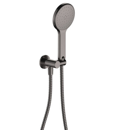 Kaya Hand Shower, Round Plate, Gun Metal