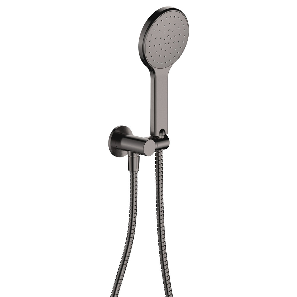 Kaya Hand Shower, Round Plate, Gun Metal