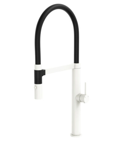 Kaya Pull Down Sink Mixer, Matte White Mixed