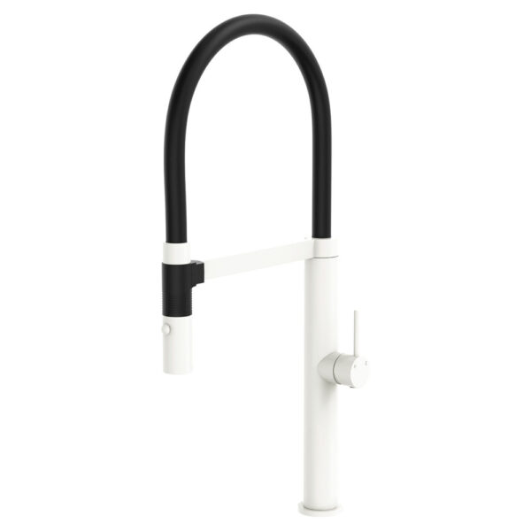 Kaya Pull Down Sink Mixer, Matte White Mixed