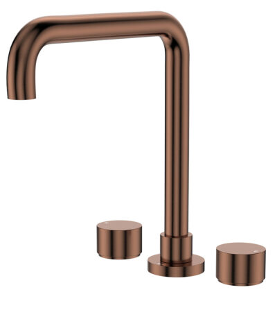 Kaya Squareline Hob Set, Round Taps, Brushed Copper