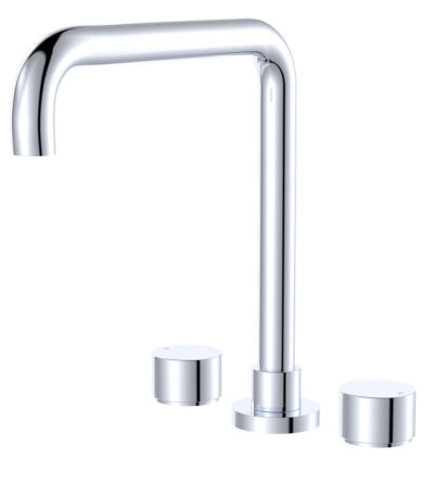 Kaya Squareline Hob Set, Round Taps, Chrome