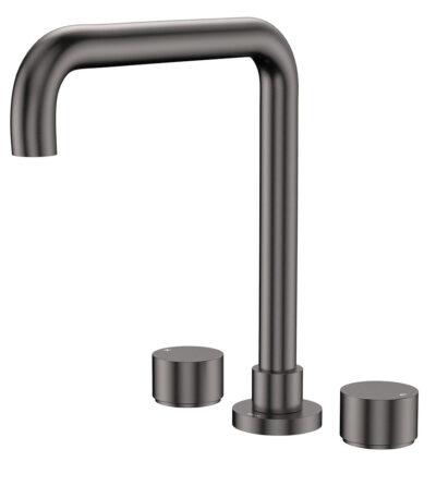 Kaya Squareline Hob Set, Round Taps, Gun Metal