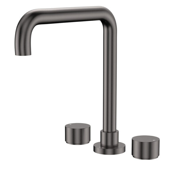 Kaya Squareline Hob Set, Round Taps, Gun Metal