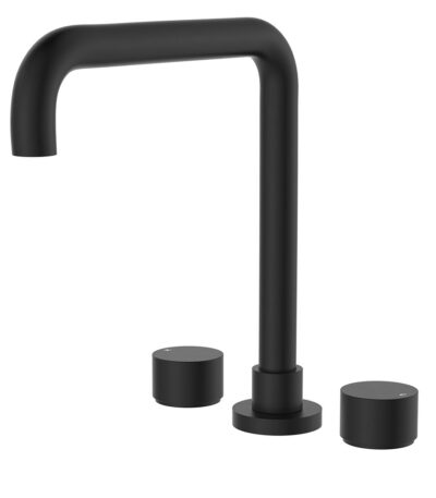 Kaya Squareline Hob Set, Round Taps, Matte Black