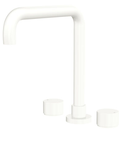 Kaya Squareline Hob Set, Round Taps, Matte White