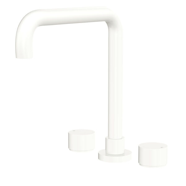 Kaya Squareline Hob Set, Round Taps, Matte White