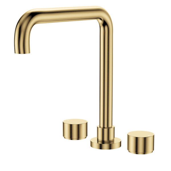 Kaya Squareline Hob Set, Round Taps, Urban Brass
