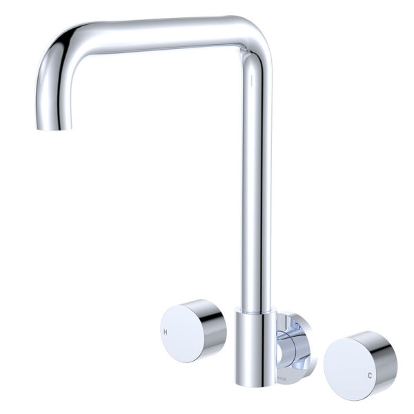 Kaya Squareline Wall Set, Round Taps, Chrome