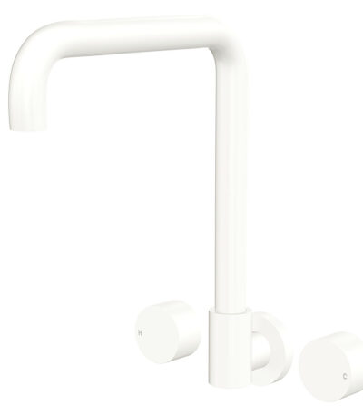 Kaya Squareline Wall Set, Round Taps, Matte White